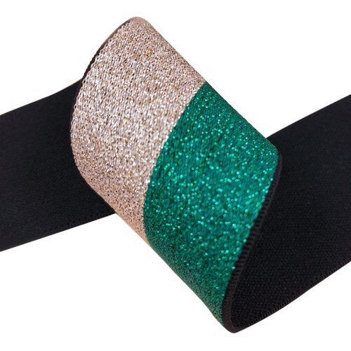 1 Meter 40mm Kleur Gestreepte Ui Zijde Jacquard Elastische Bands Polyester Hoge Elastische Kant Lint DIY Sweing Kleding Accessoires: Gold Green