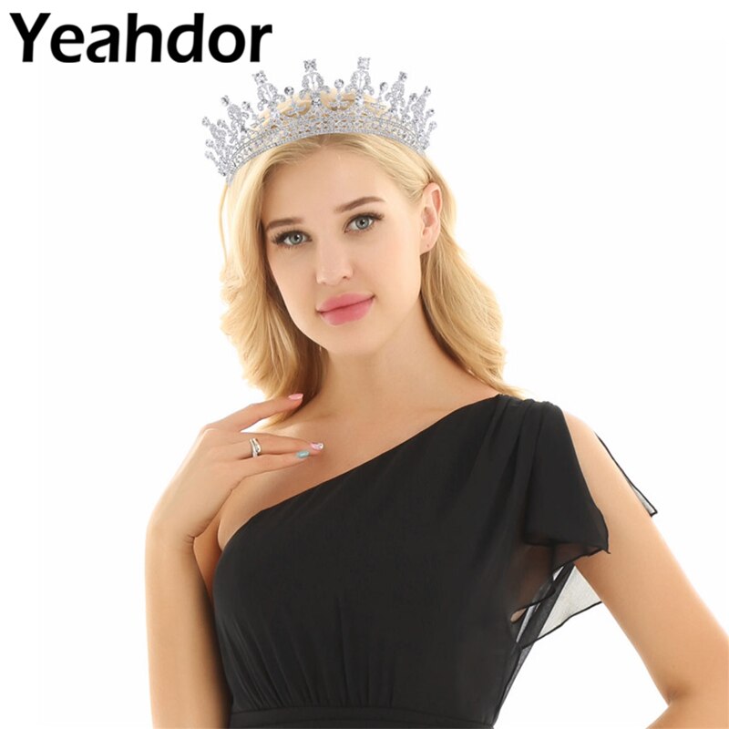 Women Girls Crystal Rhinestone Princess Tiara Headband Pageant Quinceanera Prom Bridal Wedding Crown Headwear Hair Accessories