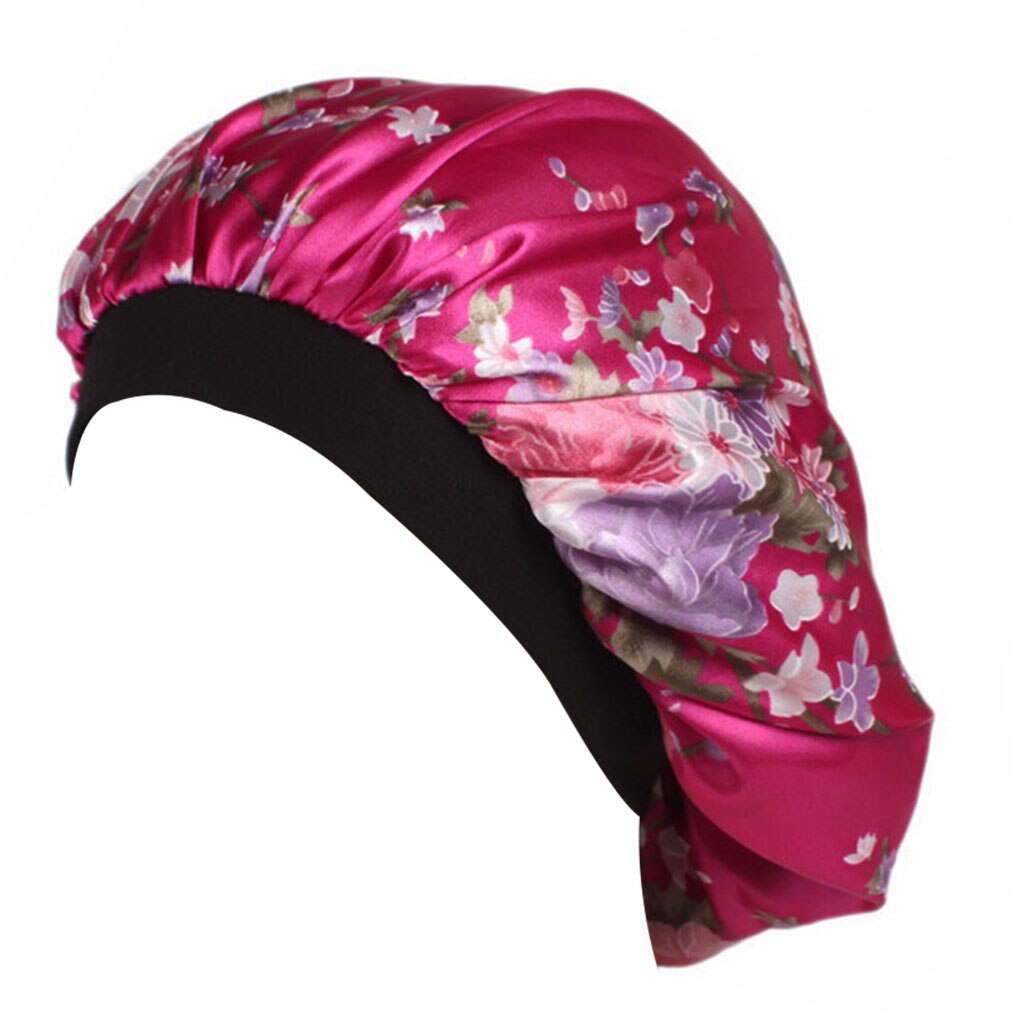 Bonnet de nuit en Satin pour adultes, unisexe, à larges bords, à fleurs, pour printemps, automne et hiver: Rose flower