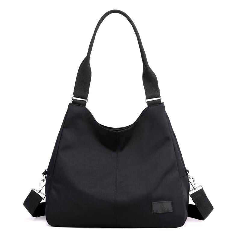 Bolso tipo mensajero de casual para mujer, bandolera de nailon de gran capacidad, pequeño, a la ,: Negro