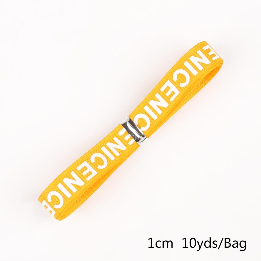 Offre spéciale 10 Yards largeur 10mm "Nice" imprimé ruban gros-grain solide couleur lettres impression ruban pour bricolage emballage artisanat de mariage: Yellow