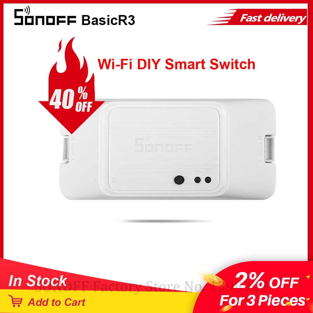 Sonoff Basic R3 Wifi Lichtschakelaar Diy Module Draadloze Smart Switch App/Lan/Voice Afstandsbediening 10A Ondersteuning google Home Alexa