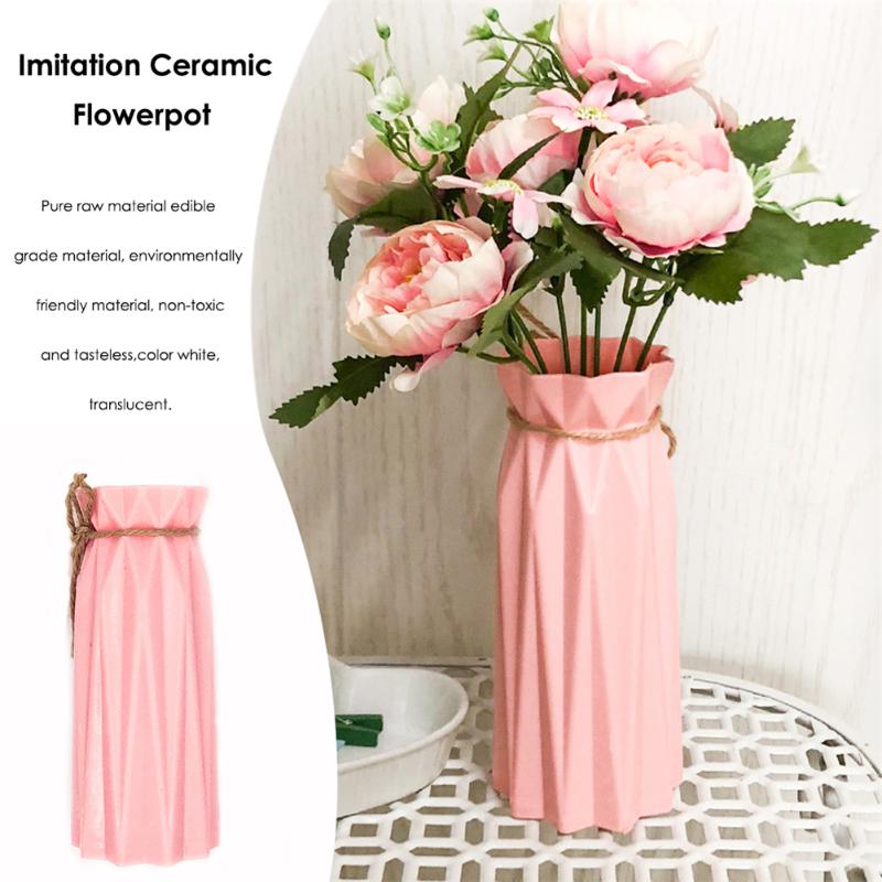 1pc plastique verre Vase blanc Imitation céramique Pot de fleur fleur panier fleur Vase décoration maison nordique décor