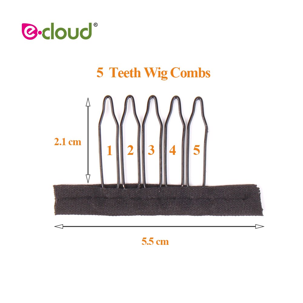 Peines de Peluca de acero inoxidable 50pcs-100/Lote 5 Theeth para gorros de peluca Clips de peluca para extensiones de cabello peine de encaje negro resistente