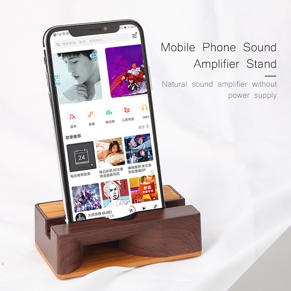 Mobile Phone Loudspeaker Speaker for iPhone Samsung Sony Wooden Holder Sound Amplifier Multifunctional Wood desktop Stand