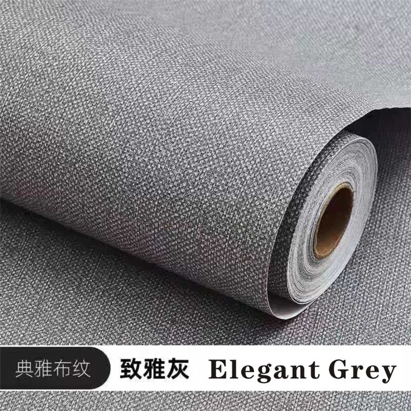 Linnen Geweven Home Decor Zelfklevende Behang Voor Woonkamer Slaapkamer Muurstickers Vinyl Waterdicht Contact Papier: Elegant Grey / 60 x 100 cm