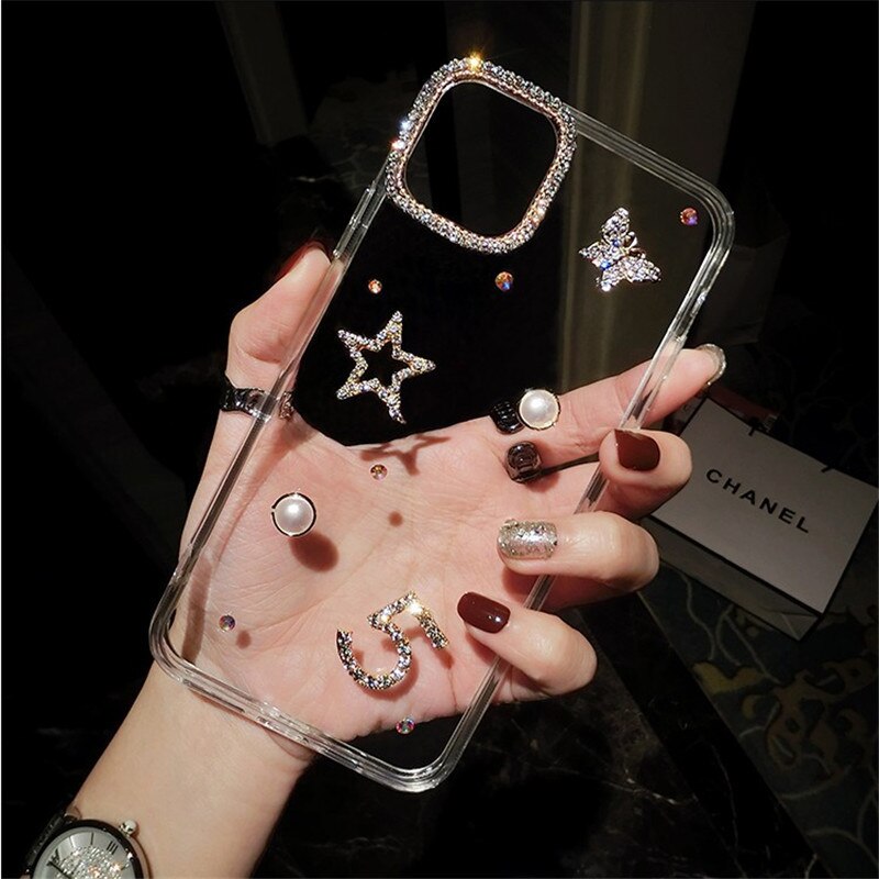 Custodia di lusso con strass farfalla imitazione perle per iPhone 11 pro Max XR XS Max 7 8 più TPU PC Telefono coperchio posteriore regali