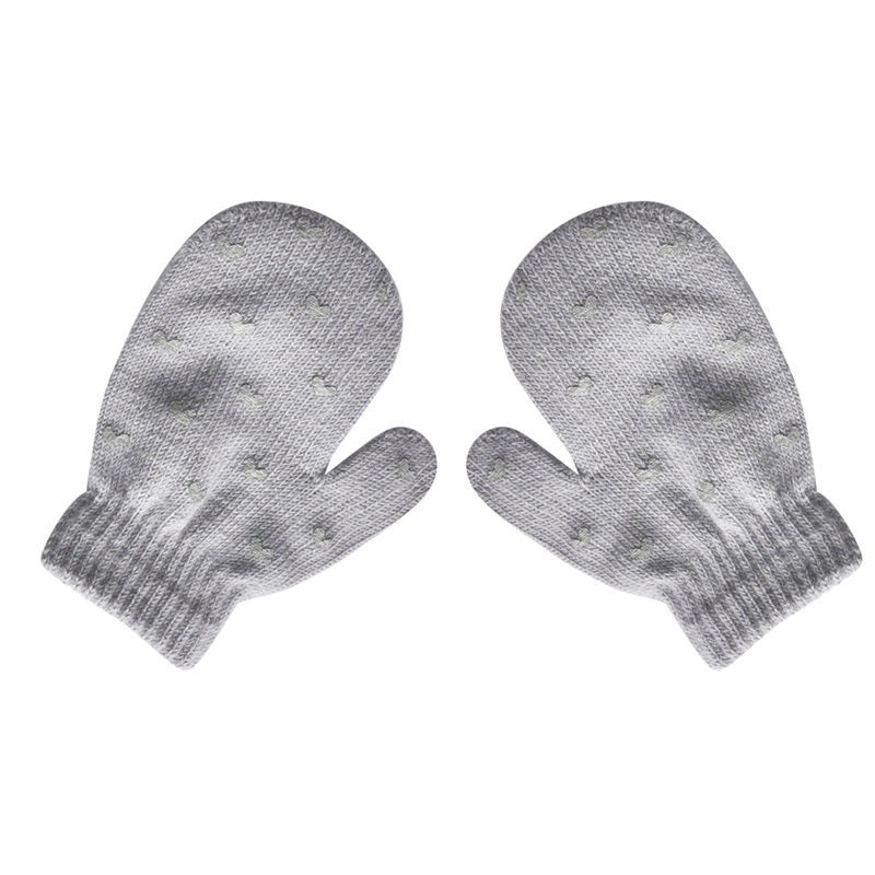 Los niños Punto Corazón estrella patrón mitones suave, de punto cálido guantes niños dedo completa guantes de invierno: gray heart
