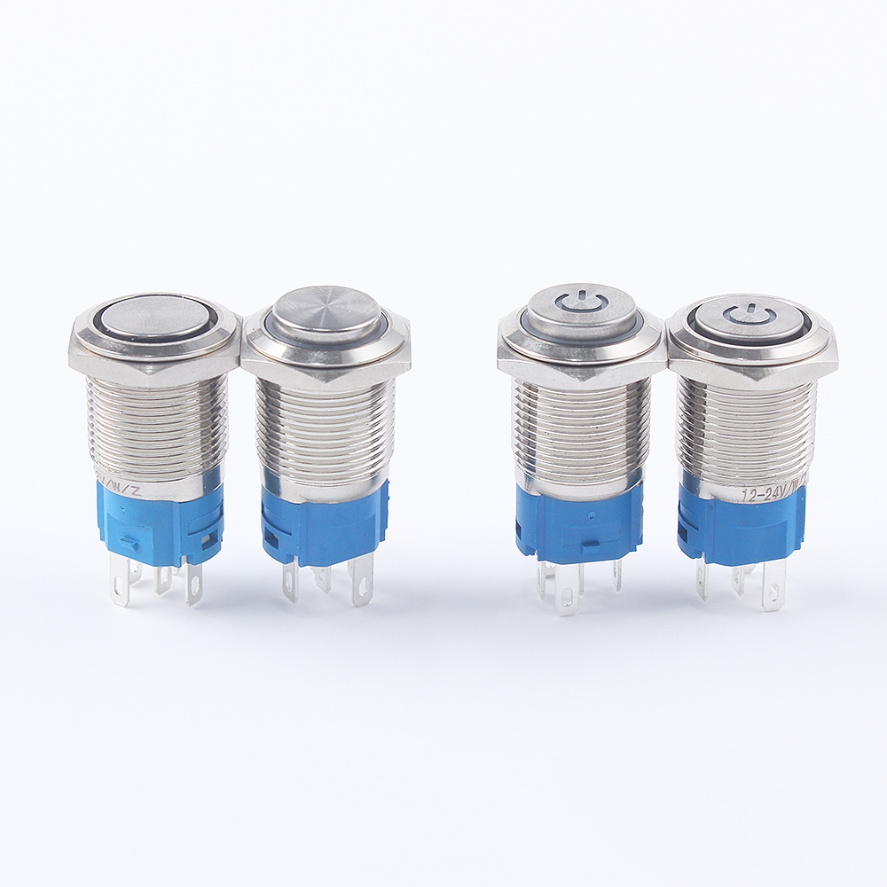 16mm hoch heilen Metall Drücken Druckschalter 12V 24V momentan Energie LED Wasserdicht Glocke Ring Auto Motor- 1Nein 3V