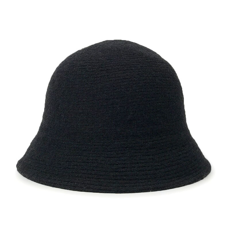 MAXSITI U sombrero de lana de colores sólidos, sombrero con forma de cubo para mujer, sombrero de pescador para otoño e invierno, gorro de lana tejido Vintage, gorro de lavabo, sombrero de pescador: Black