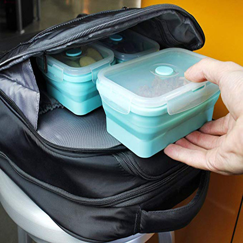 Silicone Lunch Box Foldable Food Storage Bento Box Bowl Food Container for Kid Microwave Portable Picnic Camping Outdoor Product
