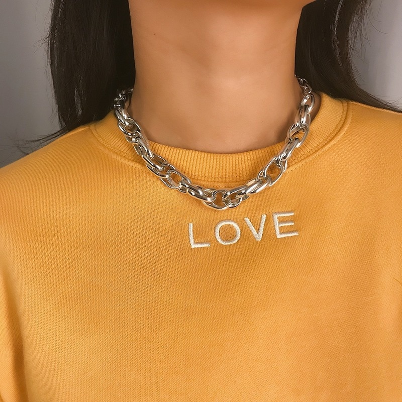 punk retrò 100 legato breve quantità collo catena donna semplice canapa spessa catena personalità gioielli collana.