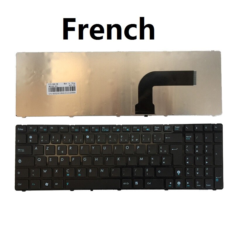 US/FR/French/GR/German Laptop Keyboard for ASUS K52JK K52JR K52F X55VD G73 G73JH N73 K55N 0KNB0-6212US00 MP-10A73US-9201W: FR
