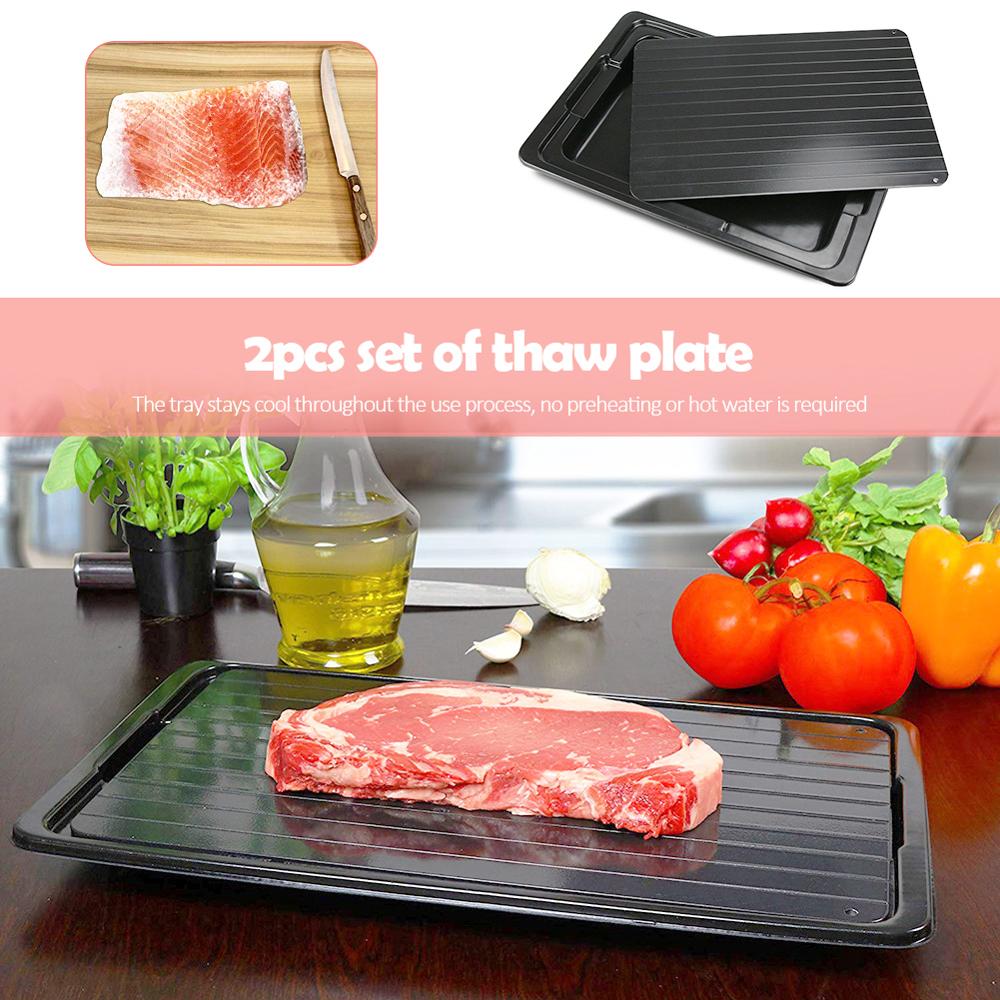 2pcs Fast Defrost Tray Fast Thaw Meat Fish Sea Food Quick Defrosting Plate Board Tray Kitchen Gadget Tool