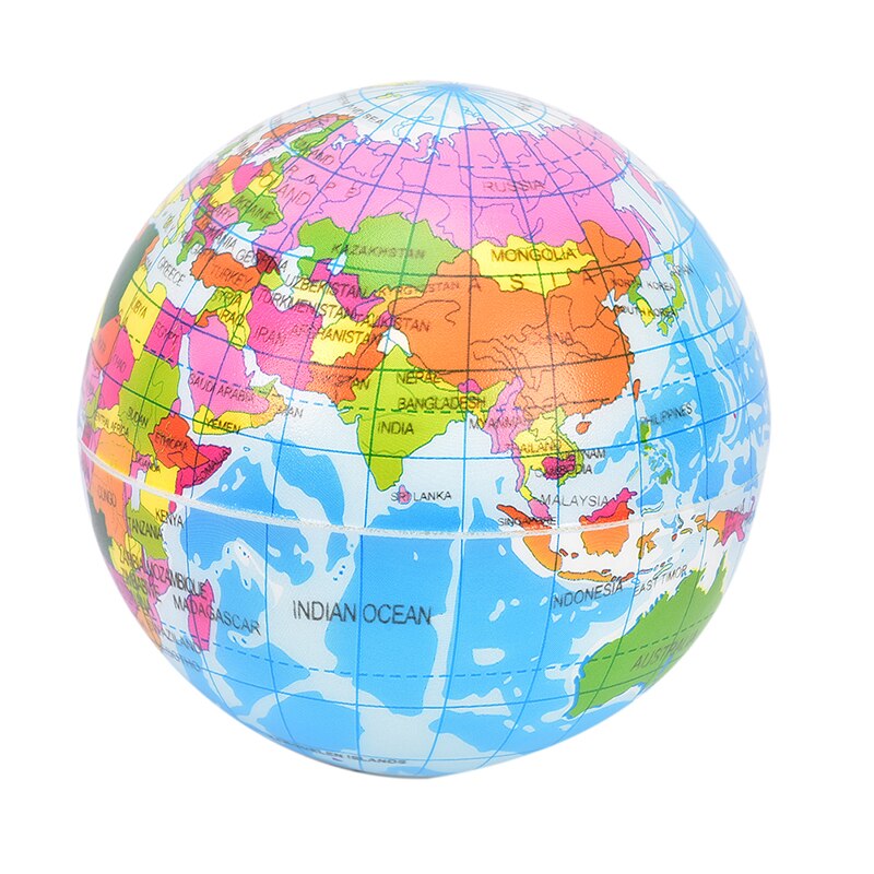 1Pc Geography Map Teaching Hand Squeeze Ball Funny Soft Earth World Map Globe Foam Stress Relief Bouncy Ball Patry Supplies