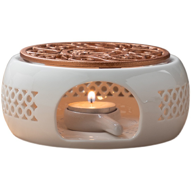 Scalda tè in ceramica teiera candela base riscaldante tè caffè scaldacqua stufa da tè portacandele accessori da tè: A