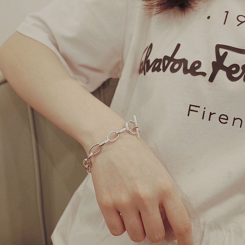 Foxanry 925 Sterling Zilveren Dikke Ketting Brcacelet Voor Vrouwen Mode Eenvoudige Gesp Thai Zilveren Armband Partij Sieraden
