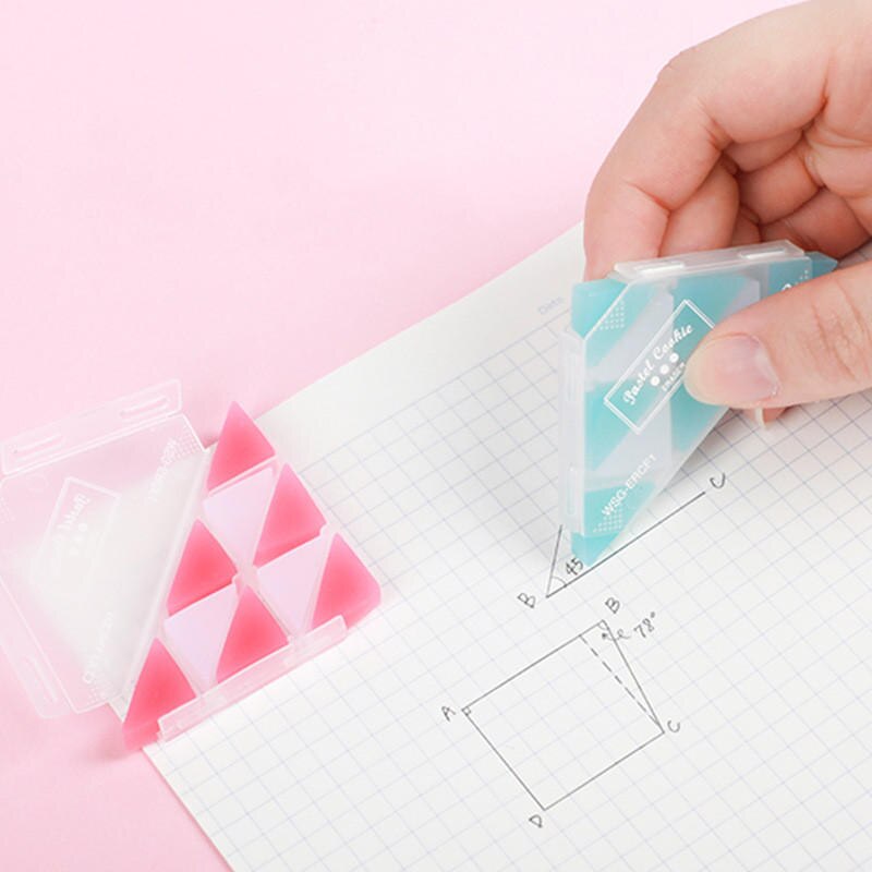 Borradores de goma triangulares de colores para estudiantes, pluma Flexible duradera, papelería, suministros escolares para niños, 1 caja