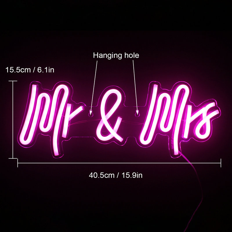Ineonlife Neon Sign Mr En Ms Voor Party Muur Decor Neon Borden Voor Slaapkamer Meisje Anniversary Party Valentineday Bruiloft decor
