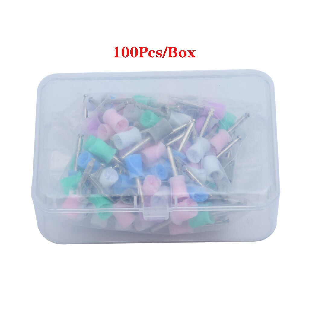 Dental Polishing Cup Latch Type Rubber Prophy Tooth Polish Cups Polishing Brush For Low Speed Handpiece 100/144Pcs Dentist Tools: 100Pcs Multicolor