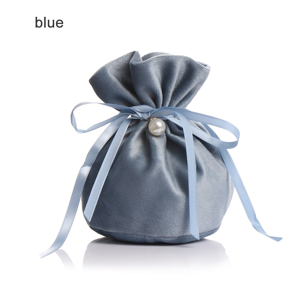 Trekkoord Zoete Candy Pouch Fluwelen Koord Tassen Multifunctionele Sieraden Bag Baby Shower Accessoires Bruiloft Gunsten: Blauw