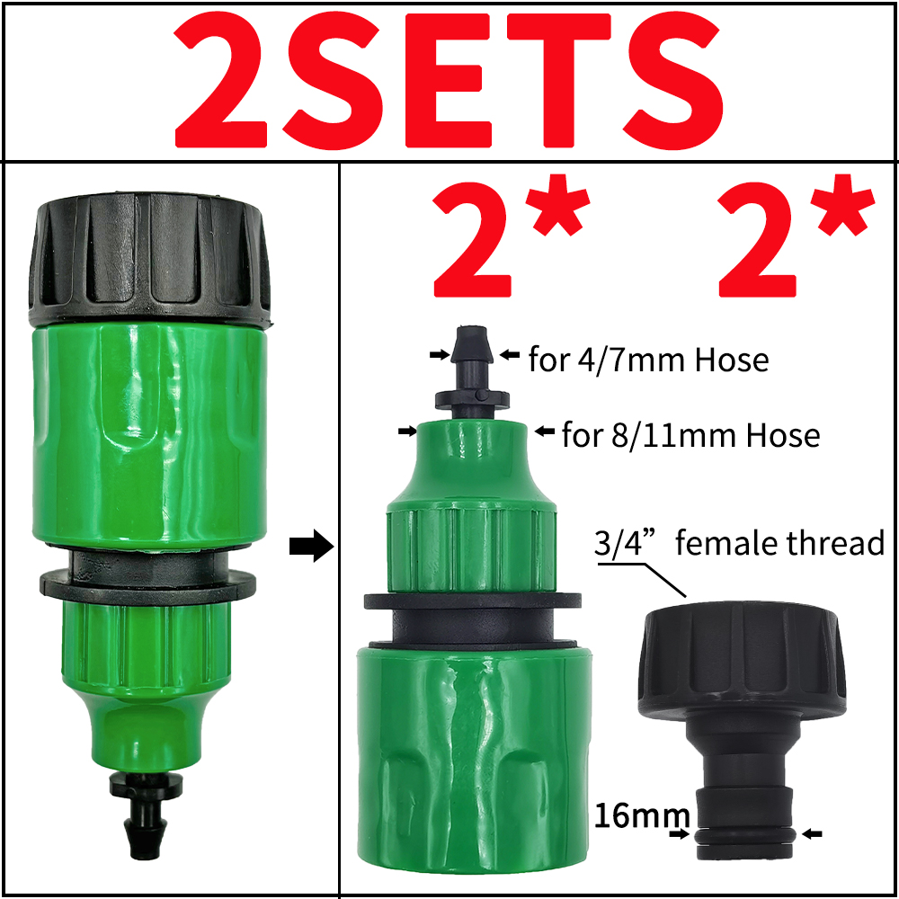 Adattatore ad innesto rapido da 2 pezzi con connettore spinato da 1/4 (ID 4 mm) o 3/8 pollici (8 mm) per irrigazione giardino irrigazione serra: Viola