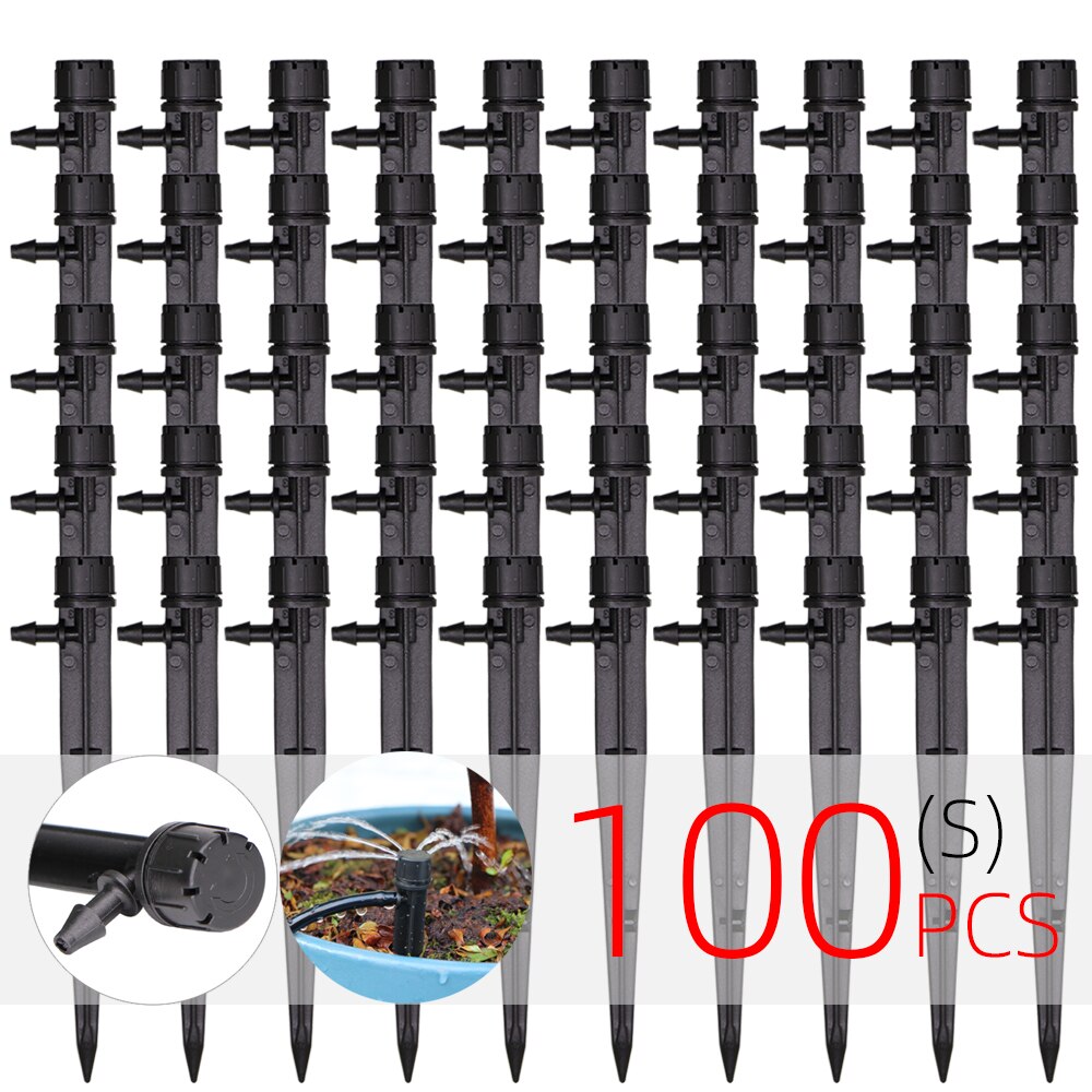 Drip Irrigation System 1/4" Hose 180 Degree Adjustable Sprinkler Kit 4-Way Garden Watering Inserting Ground Micro Flow Dripper: S