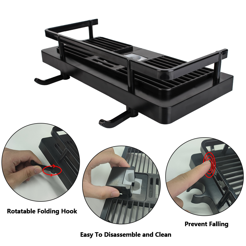 Shower Storage Holder Rack Shampoo Tray Stand Floating Shelf Detachable For Wall Household Item Plastic No Drilling