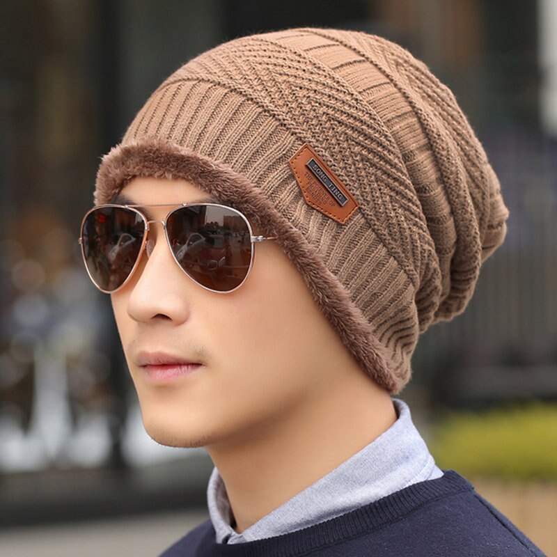 SANDMAN ajouter laine coton hiver chapeau tricot casquette hiver chapeaux pour hommes femmes tricoté chapeau fourrure bonnets tricot chapeau Skullies: khaki