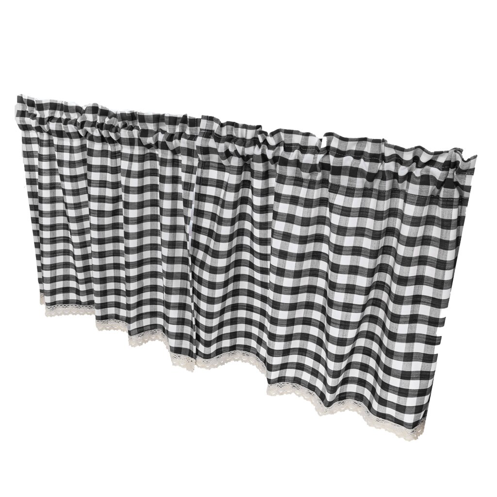 bøffel kryss av blondere gingham kjøkken vindu gardiner behandlinger , 130 x 41cm: Svart