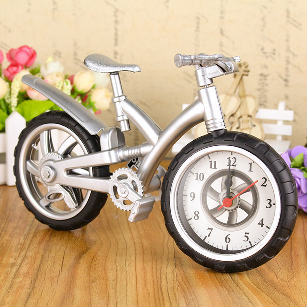 Miniatuur fiets in de vorm van een fiets, wekker met tijdweergave, decoratie voor studenten, wekker voor thuis, kantoor, horloge