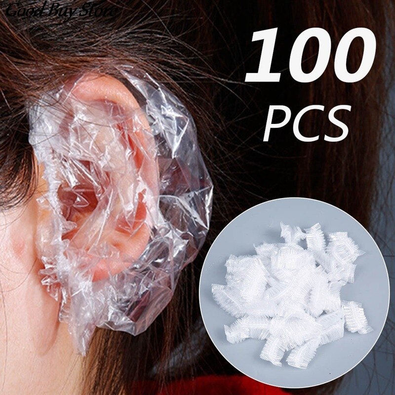 100 stk frisør ørepuder salon vandtæt klart ørebetræk ørebeskyttelse gennemsigtigt bad brusebad øreprop rengøringsværktøj