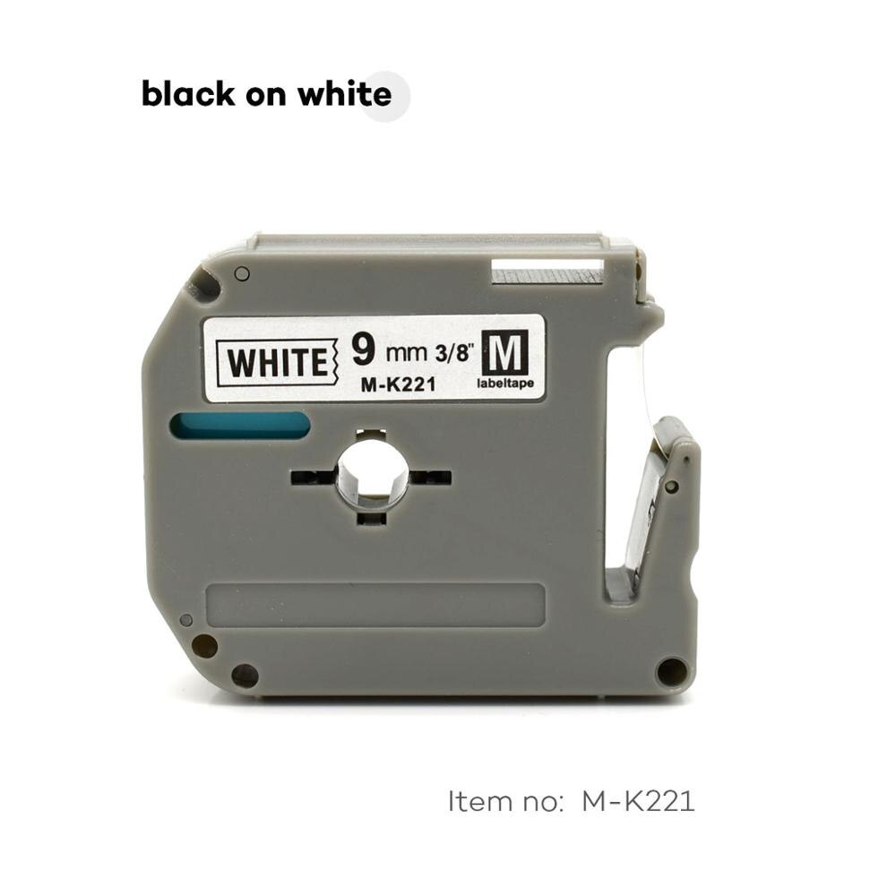 9 Mm Multicolor Label Tapes Als M-K121 M-K221 MK221 Mk 421 Mk521 Mk-621 Compatibel Brother P-Touch Label Printer Voor PT-80 PT-70: black on white