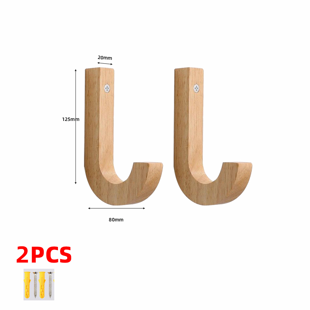 Ganci appendiabiti in legno da parete, resistenti, doppi, con viti, in rovere naturale vintage, accessori per camera da letto: cachi scuro