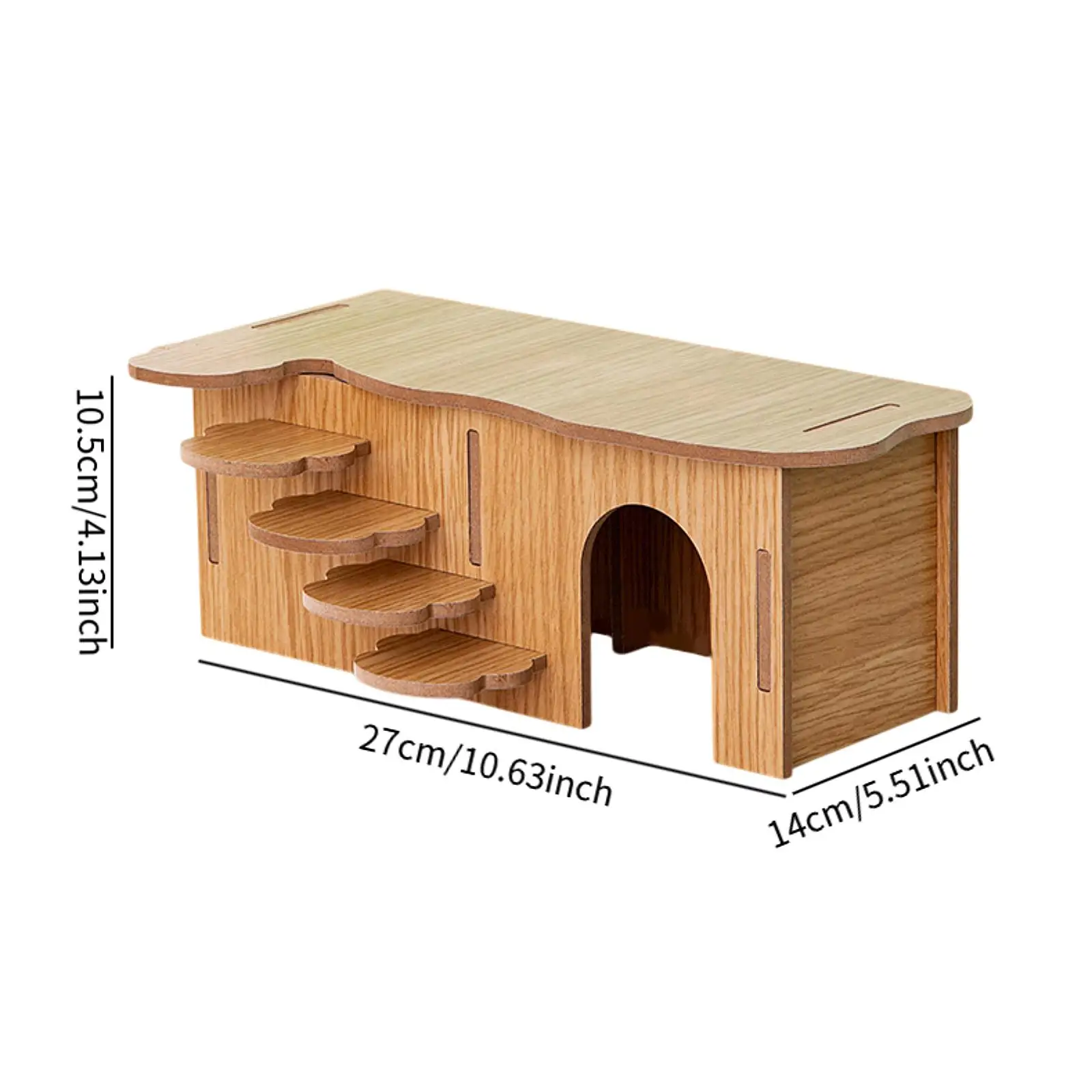 Washable Hamster Hideaway Wooden Hamster House with Climbing Ladder Small Pet Castle Home for Dwarf Mice Gerbils Small Pets: Light Grey