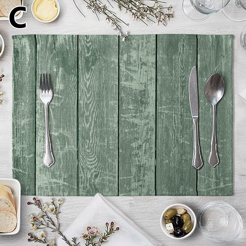 Wood Grain Dining Table Mat Rectangle Heat Insulation Placemat Dining Table Tableware Kitchen Supplies Home Decorative: C