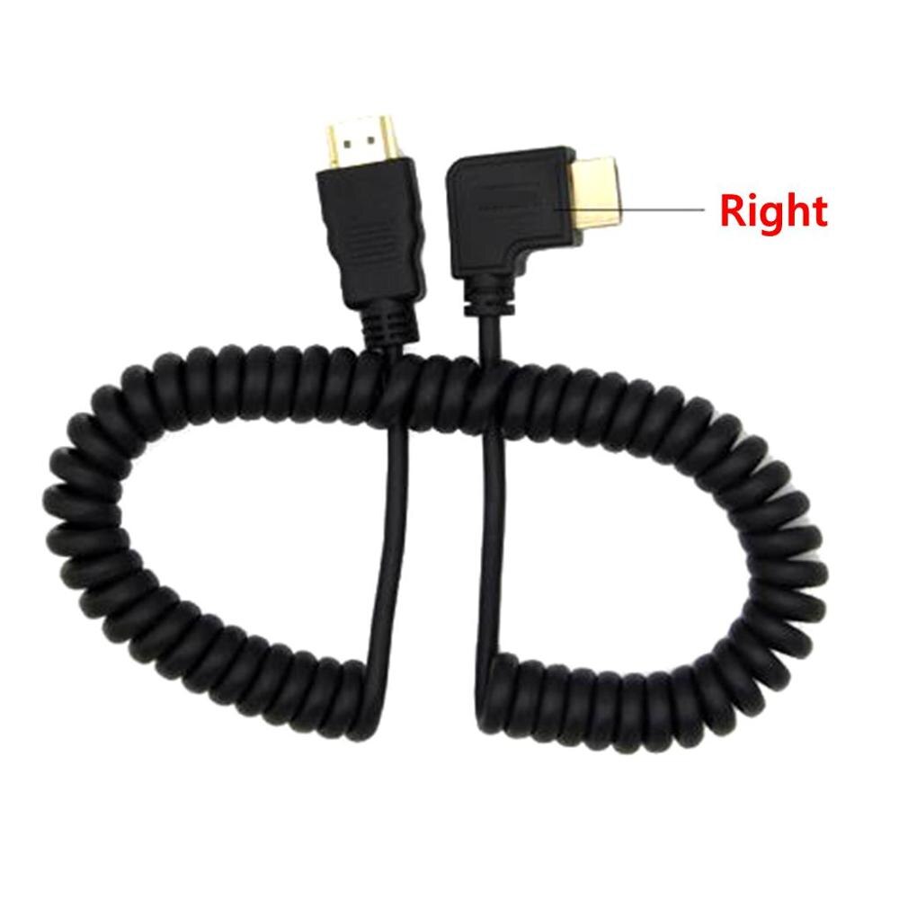 Spring Coiled Spiral Cable 90degree HDTV Male to Male Plug Cable For TV Camera Display 2m HDTV kaben: Red