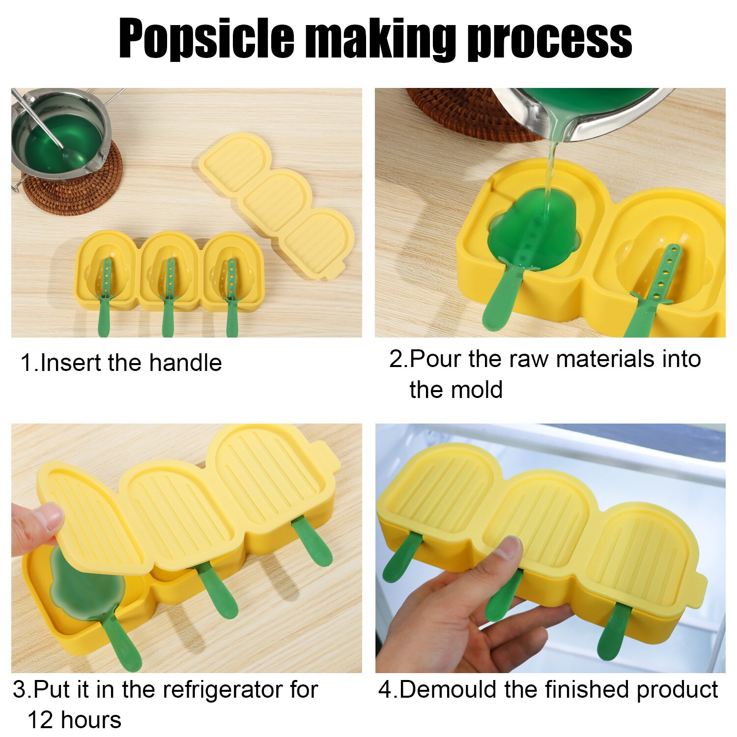 1pc Creativity 3-cavity Popsicle Mold DIY Homemade Bird Popsicle Ice Cream Popsicle Cake Silicone Mold With 3 Recyclable Sticks