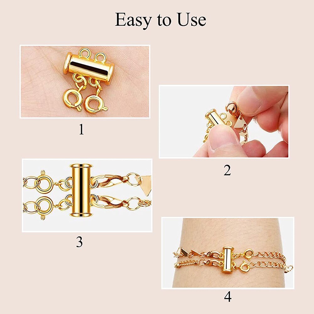 Gelaagde Ketting Spacer Sluiting, Magnetische Slide Sluiting Slot Ketting Connector Multi Strengen Schuif Tube Sluitingen