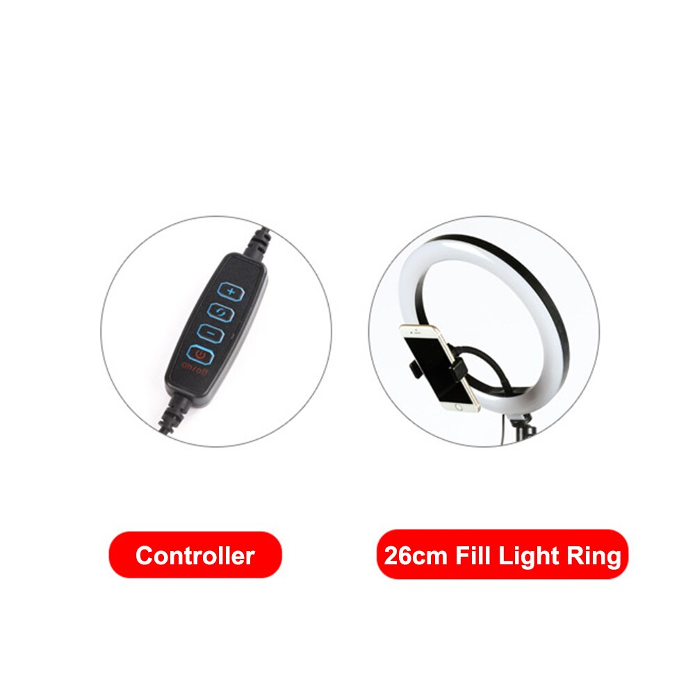 26cm LED Ring Light 10 Inch Dimmable Selfie Lamp with Tripod Photography Camera Phone Light for Makeup Video Live: only LED light