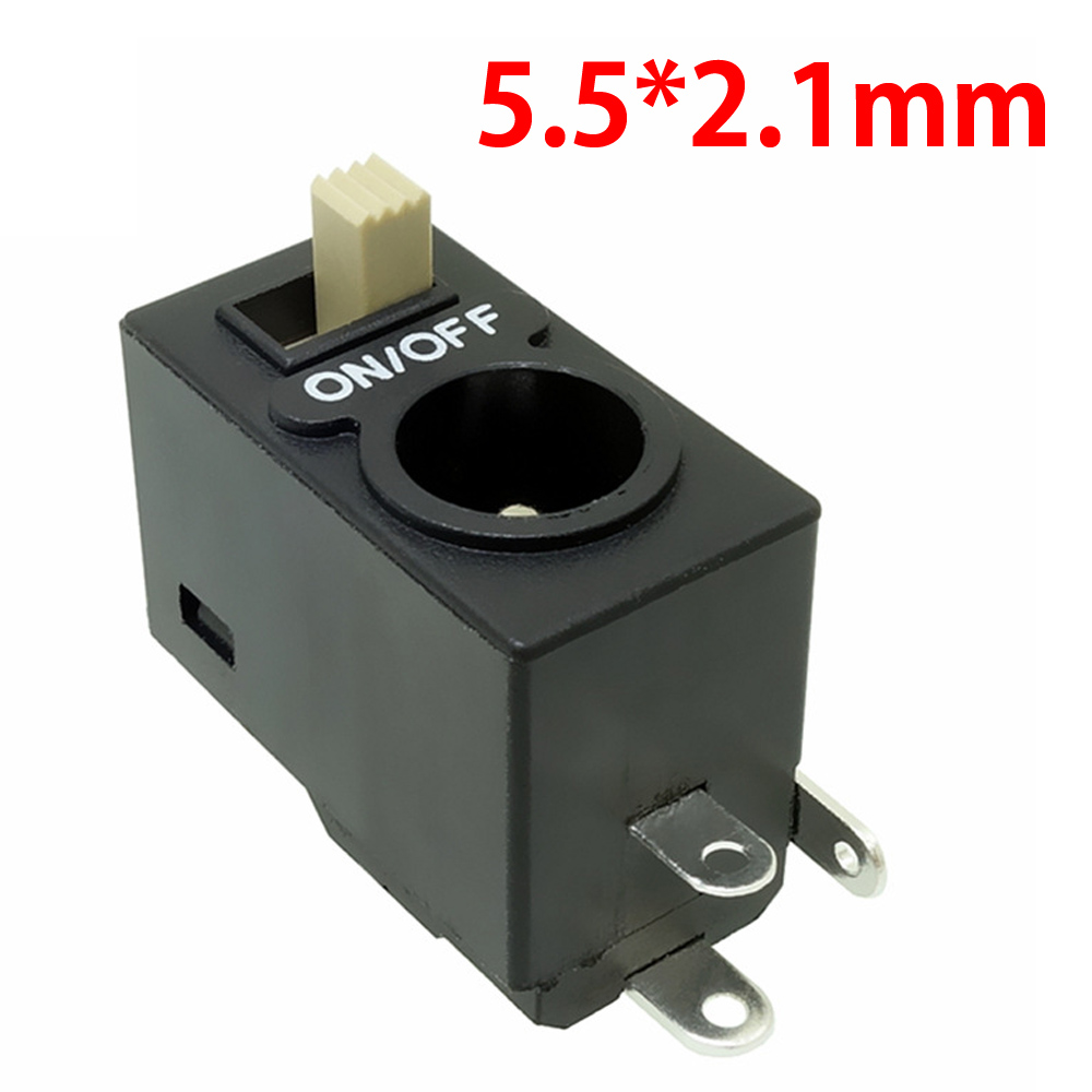 5.5*2.1mm 5.5*2.5mm DC Power Jack Socket 3A 12V DC Connectors Supply Socket Manual electric tool charging interface with NO/OFF: army green / Under 5Pcs