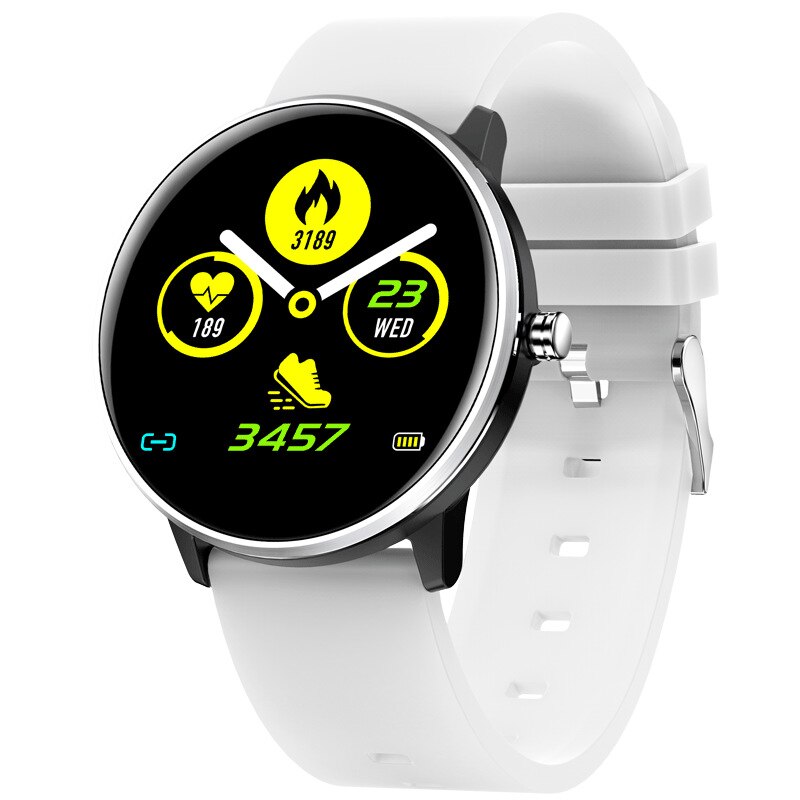 Heren dames smartwatch smartband volledig scherm touch  ip68 waterdichte hartslagmeter fitness tracker smartwatch voor ios android: Witte siliconen