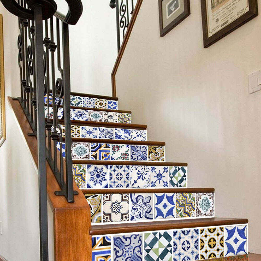 Green Mountain Stair Stickers 13pcs/6pcs Home Decor Staircase Mural Self Adhesive DIY Stair Renovation Decals Vinyl Wallpapers