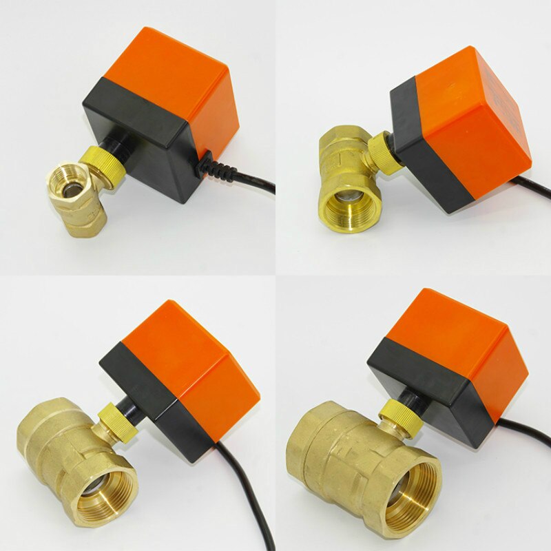 AC 220V Messing Elektrische Gemotoriseerde Kogelkraan 3-weg 3-draads T-type 1.6pa Draad DN25 G1Klep