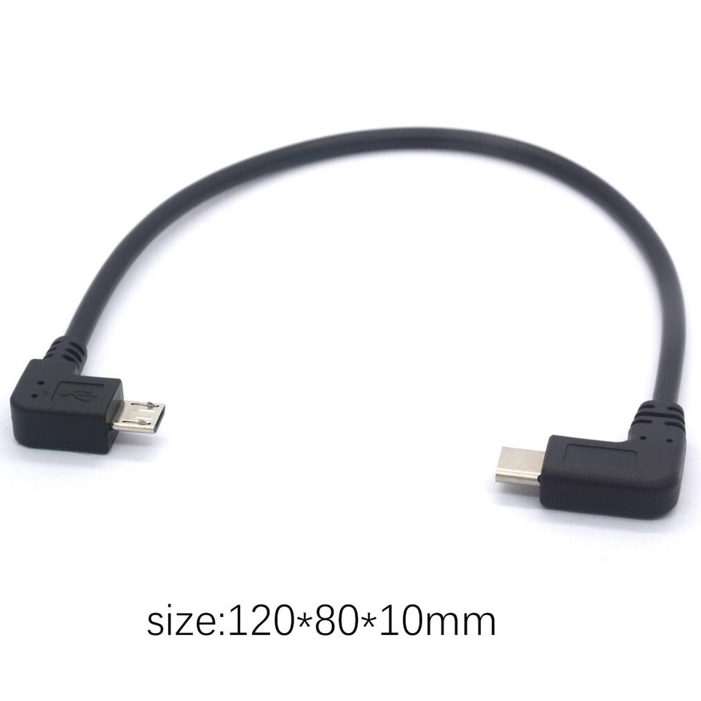 Type C to Micro USB Cable, 90 Deg USB-C Male to Micro-B Male Adapter Converter