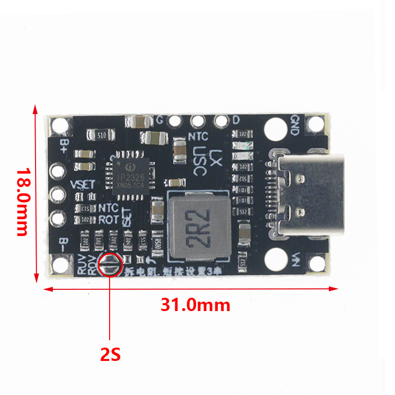 Usb 2s 3s bms 15w 8.4v 12.6v 1.5a módulo de impulso de carregamento de bateria de lítio com suporte balanceado carga rápida com indicador tipo-c: Bege