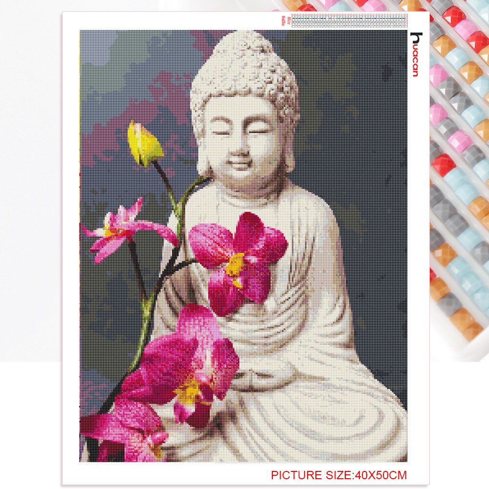 Huacan diamant maleri buddha zen religion boligdekoration korssting håndværkssæt mosaik perler broderi kunst