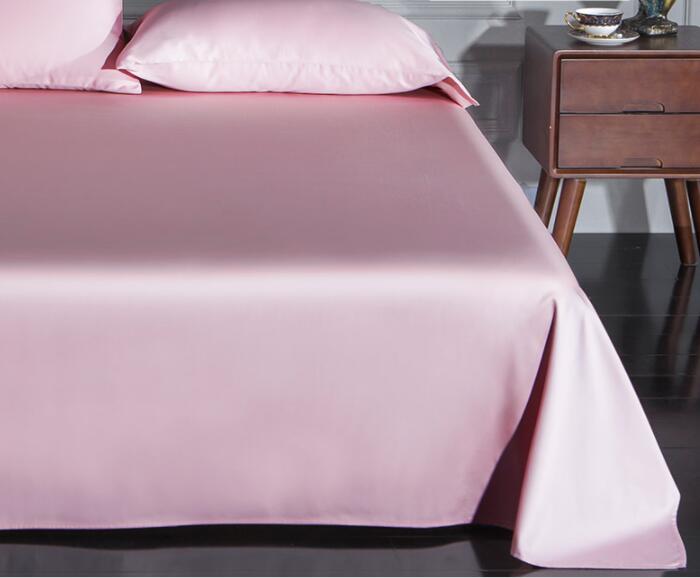 Tela de satén de algodón para sábana 245cm x 250 cm sábana de satén de algodón, Sábana de color sólido: Rosa