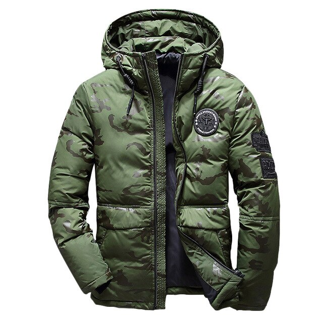 Mannen Winter Veer Jas Heren Hooded Camouflage Parka Jassen Wit Heren Dikke Jas Ultralight Donsjack Mannelijke Donsjas: Army Green / M