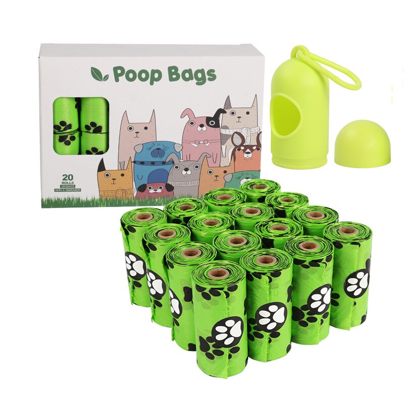 Dog Poop Bag Biodegradable Leak Proof Green Dog Waste Bags &amp; Dispenser Eco Friendly Pet Puppy Outdoor Garbage Pooper Clean Bag: 20 Rolls